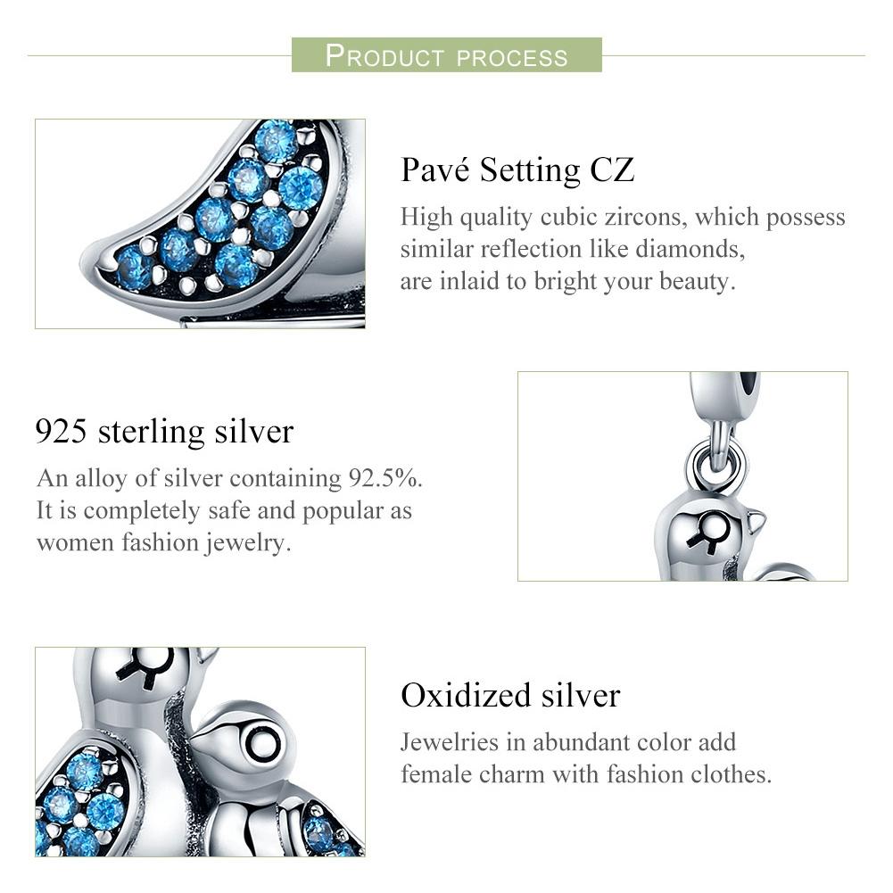 925 Sterling Silver Blue Gem Bird Bracelet Inlay 5