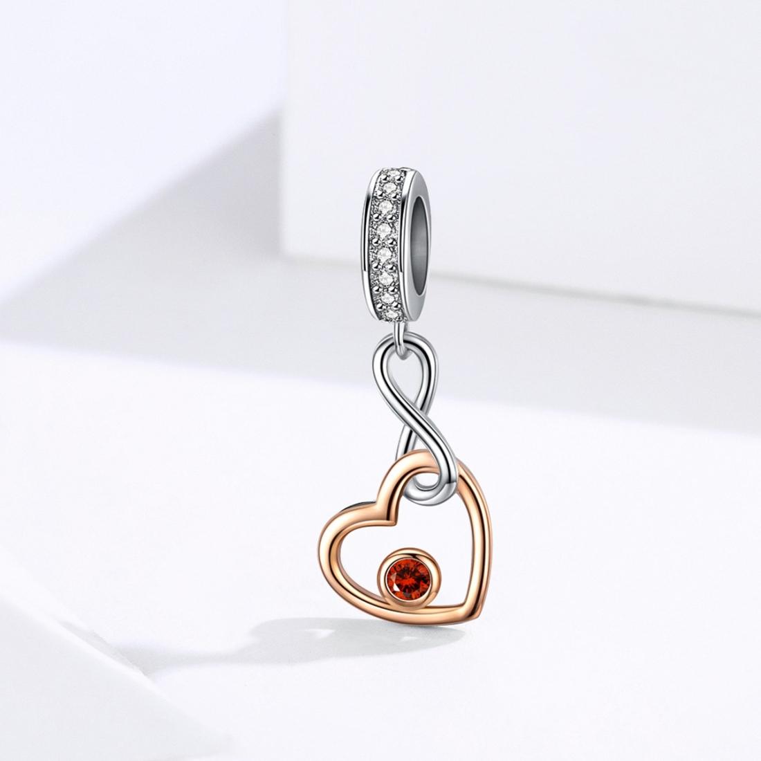 925 Sterling Silver Rose Gold Heart Pendant For Diy Bracelet Or Necklace 3