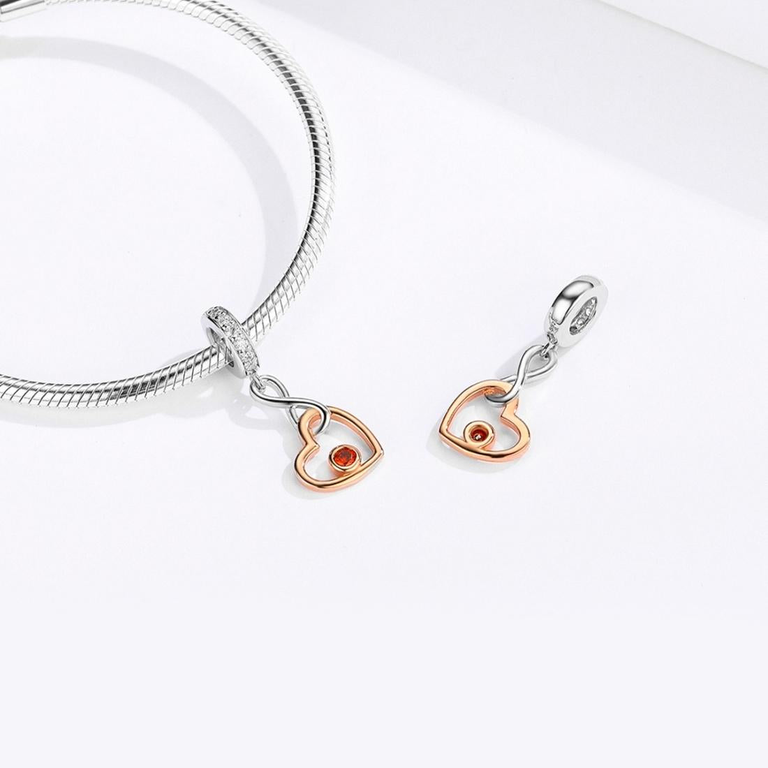925 Sterling Silver Rose Gold Heart Pendant For Diy Bracelet Or Necklace 4
