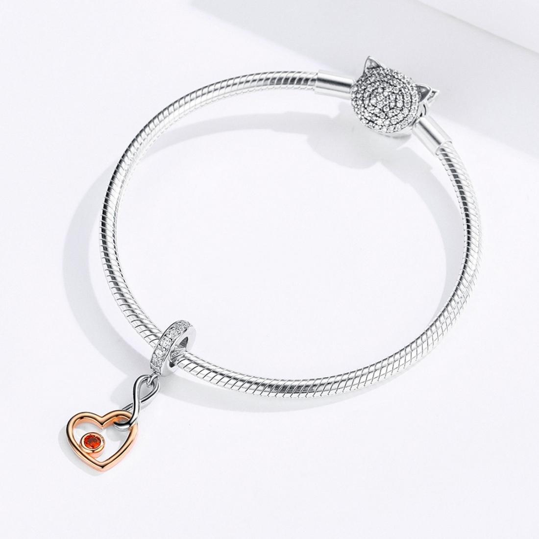 925 Sterling Silver Rose Gold Heart Pendant For Diy Bracelet Or Necklace 5