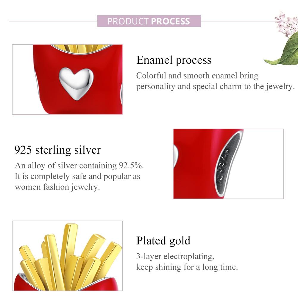 925 Sterling Silver Delicious Fries Food Beads For Diy Bracelets & Necklaces 6