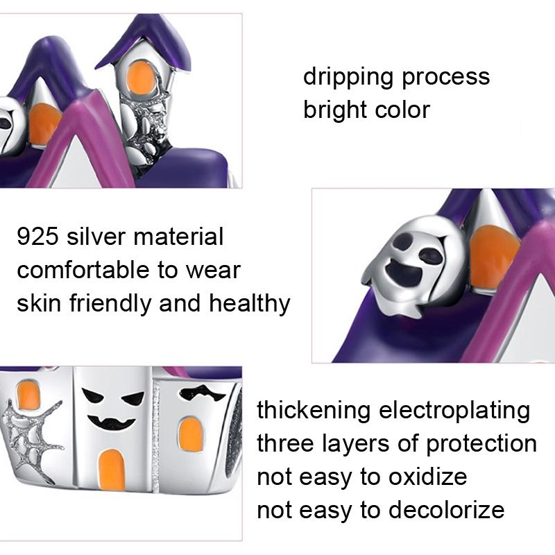 925 Sterling Silver Diy Purple Ghost House Beaded Accessories 3