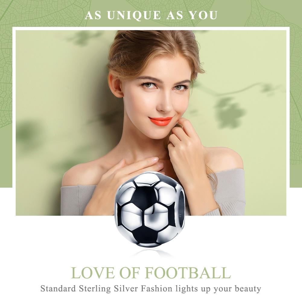 925 Sterling Silver Football Love Pendant Beads 4