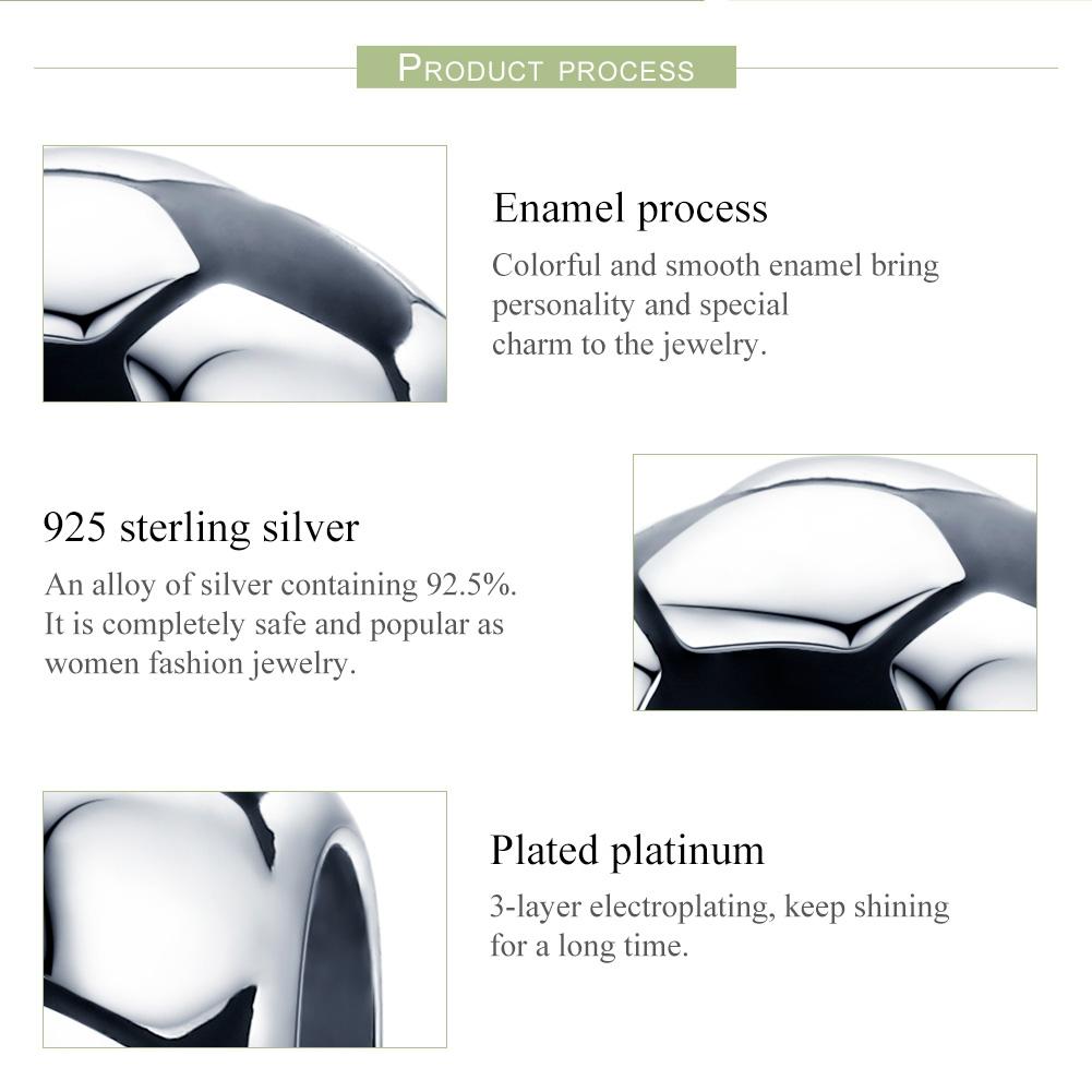925 Sterling Silver Football Love Pendant Beads 5
