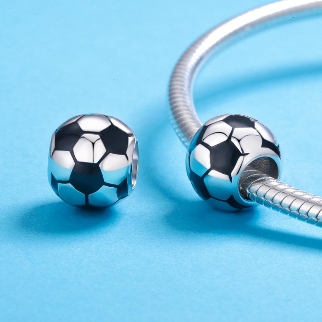 925 Sterling Silver Football Love Pendant Beads 6