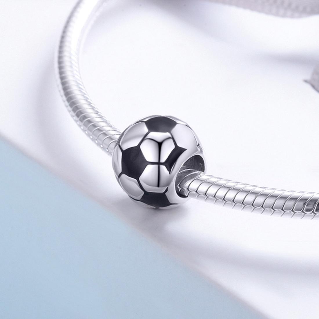 925 Sterling Silver Football Love Pendant Beads 7