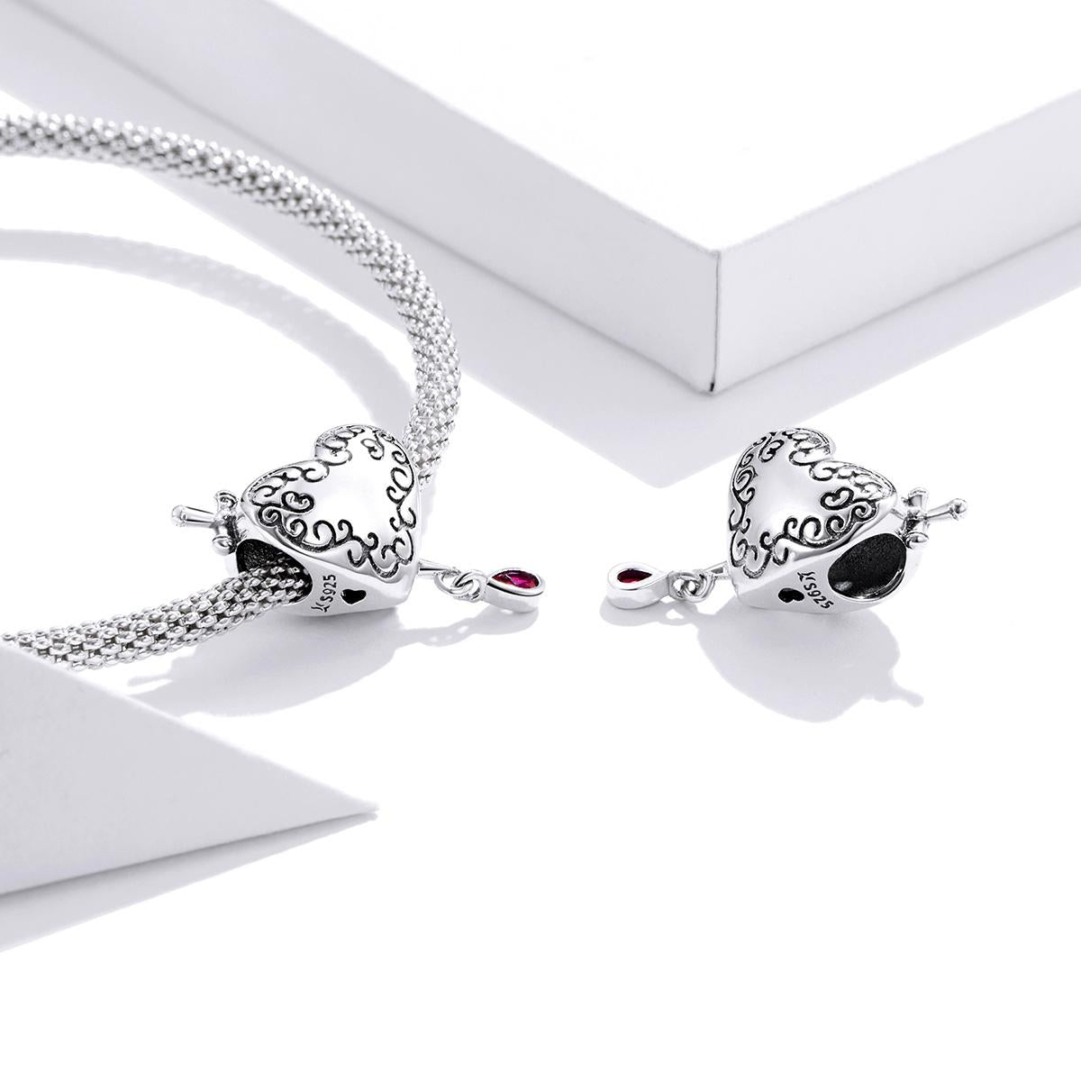 925 Sterling Silver Cupid Heart Beads For Diy Bracelets & Necklaces 6