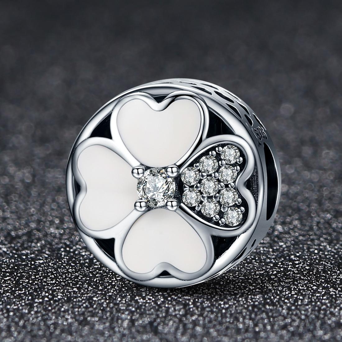925 Sterling Silver Diamond Petal Bead Bracelet Happiness 3