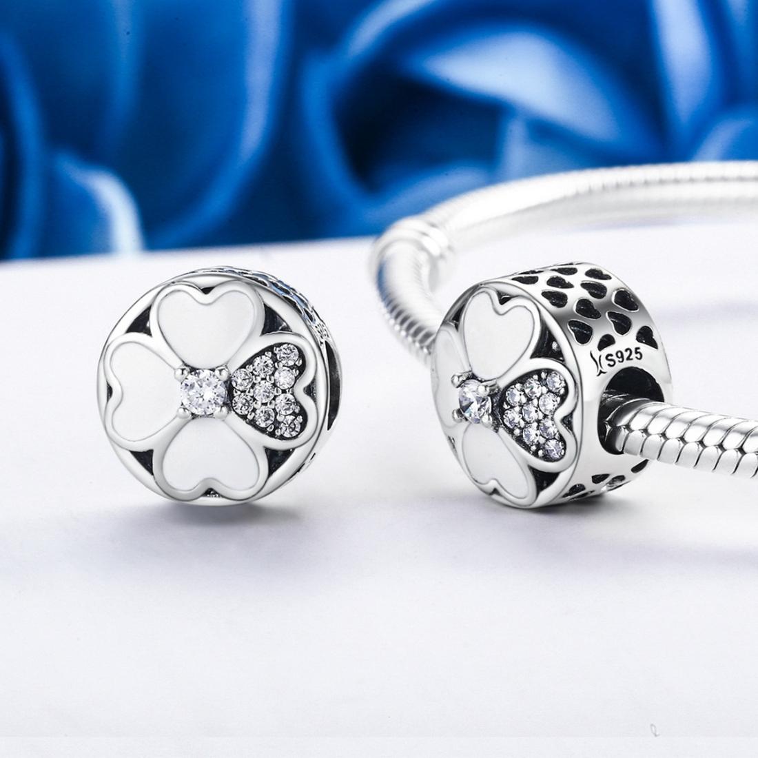 925 Sterling Silver Diamond Petal Bead Bracelet Happiness 6
