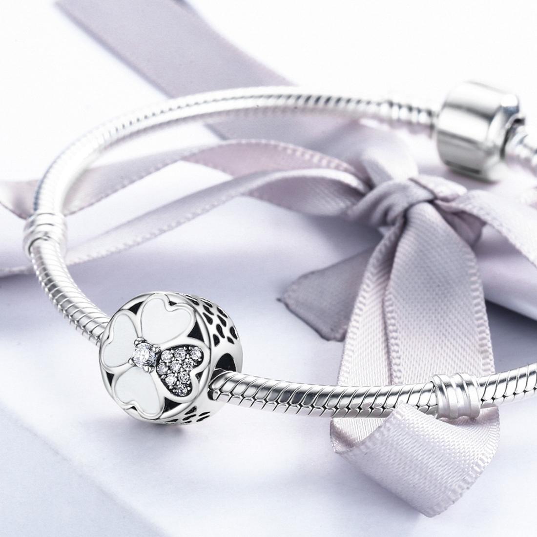 925 Sterling Silver Diamond Petal Bead Bracelet Happiness 7