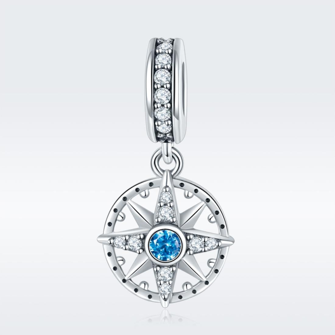 925 Sterling Silver Compass Pendant Necklace 3