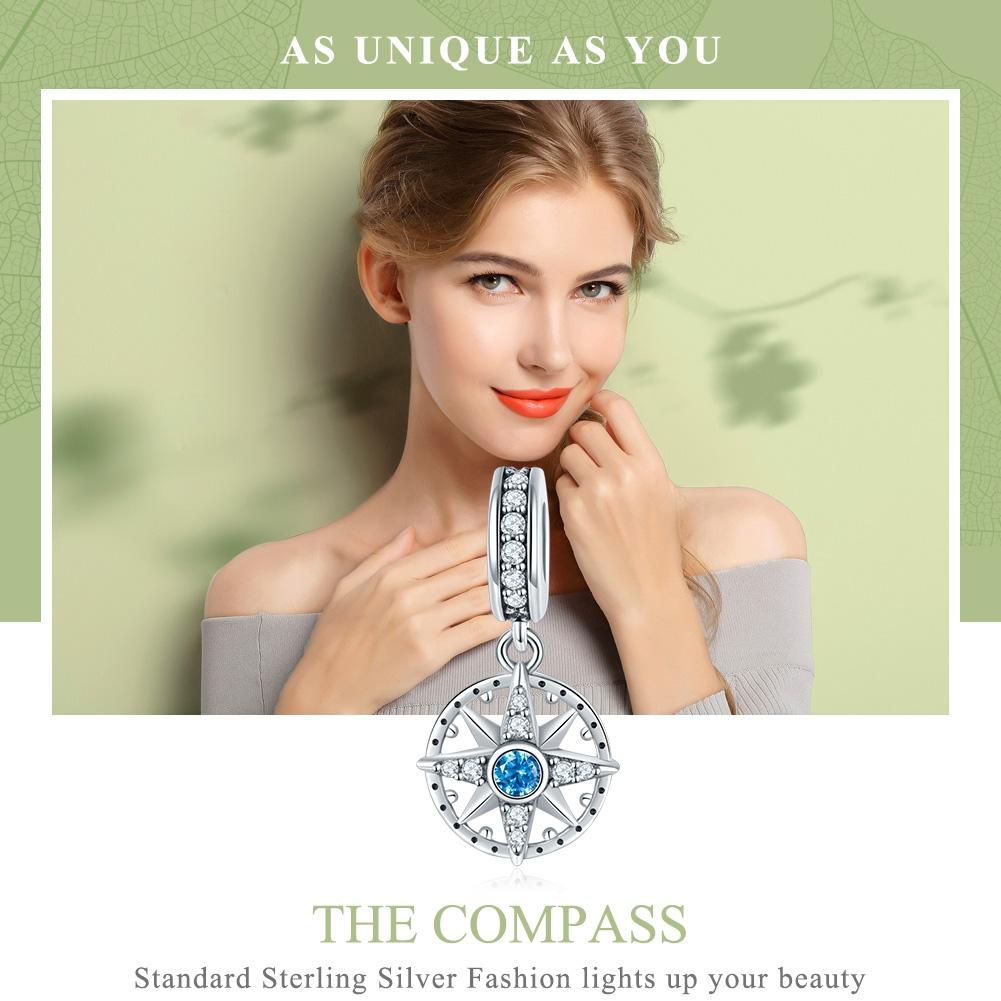 925 Sterling Silver Compass Pendant Necklace 4