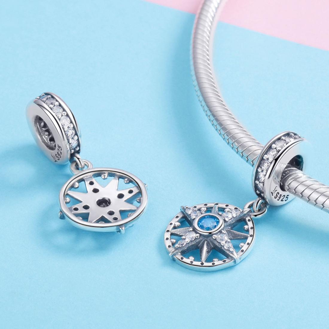 925 Sterling Silver Compass Pendant Necklace 6
