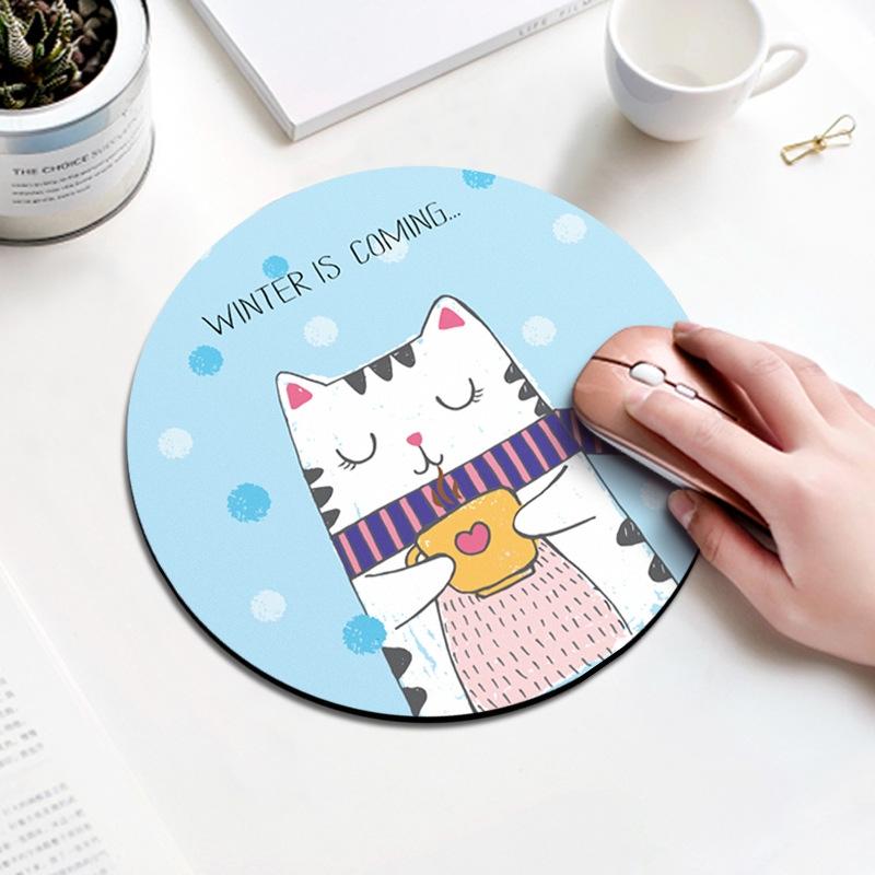 Coffee Cat Circular Mouse Pad 22Cm Diameter 4