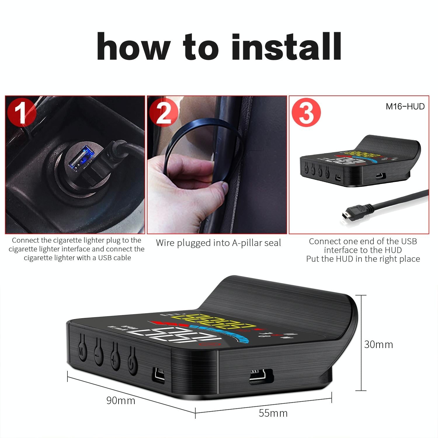 Universal Car Hud Gps Speed Meter With Voltage Display 6
