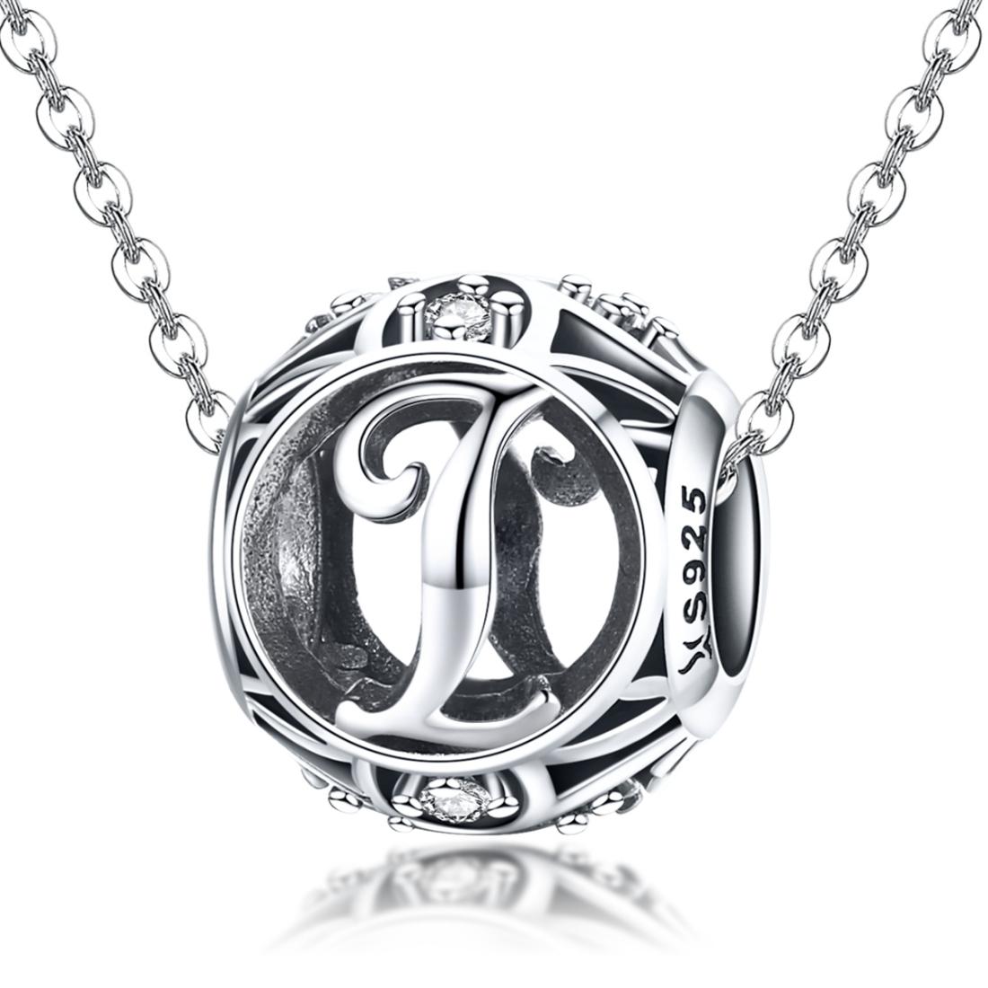 925 Sterling Silver 26 English Letter Beads For Diy Bracelets & Necklaces Style - I 4