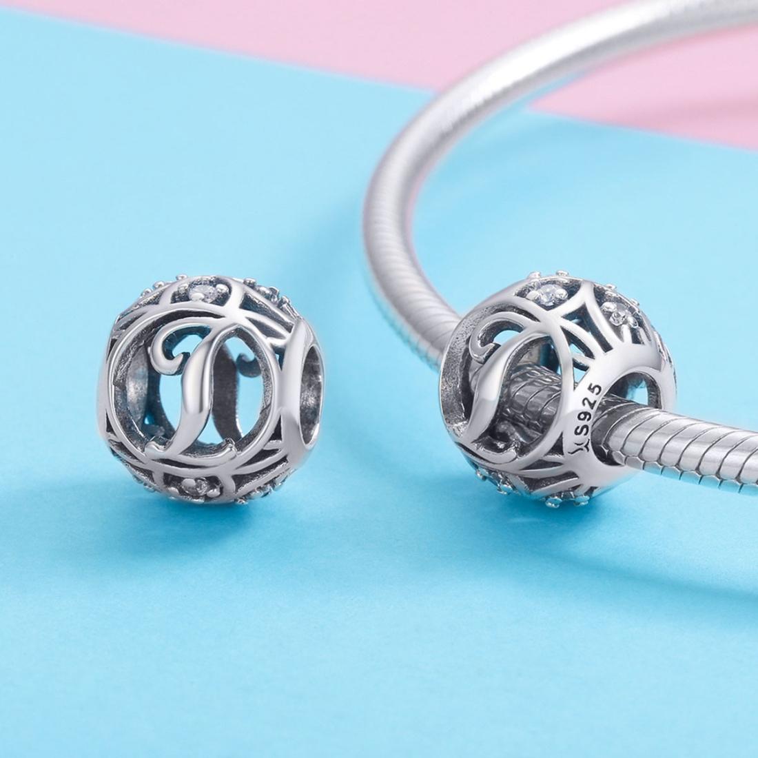 925 Sterling Silver 26 English Letter Beads For Diy Bracelets & Necklaces Style - I 5