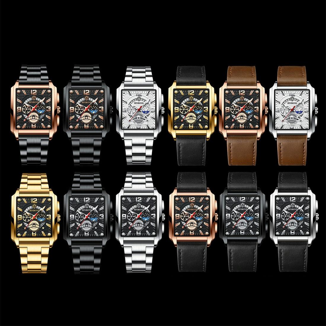 Vintage Square Men Quartz Watch with Multifunction and Luminous Display 3