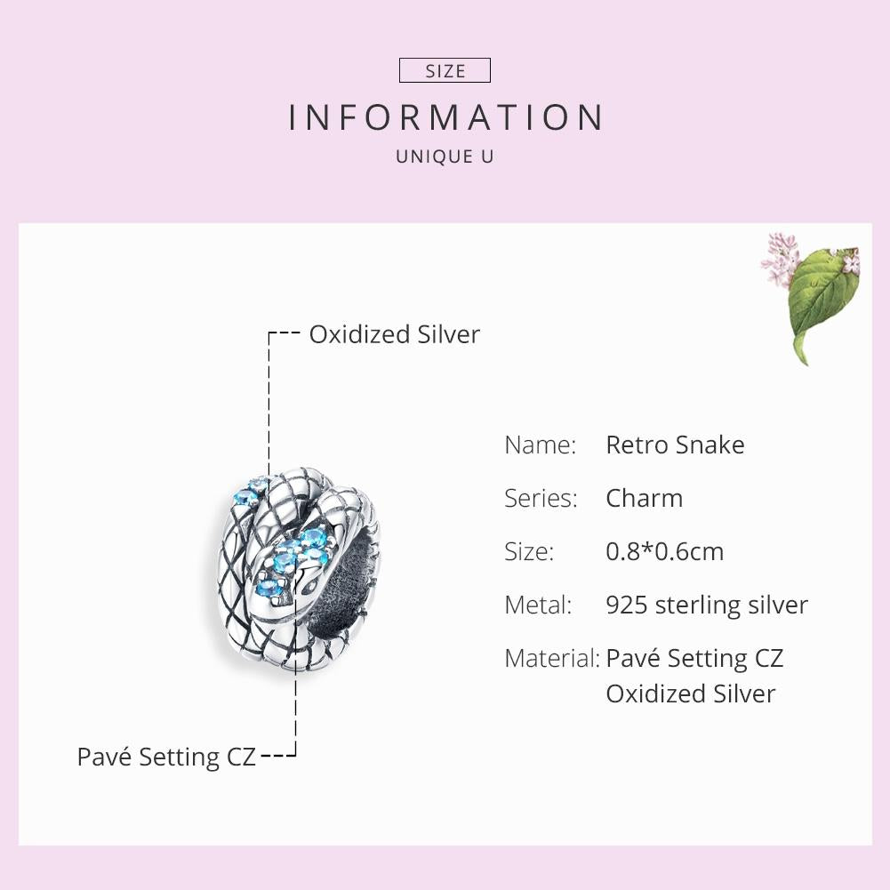 925 Sterling Silver Retro Snake Beaded Diy Bracelet 6