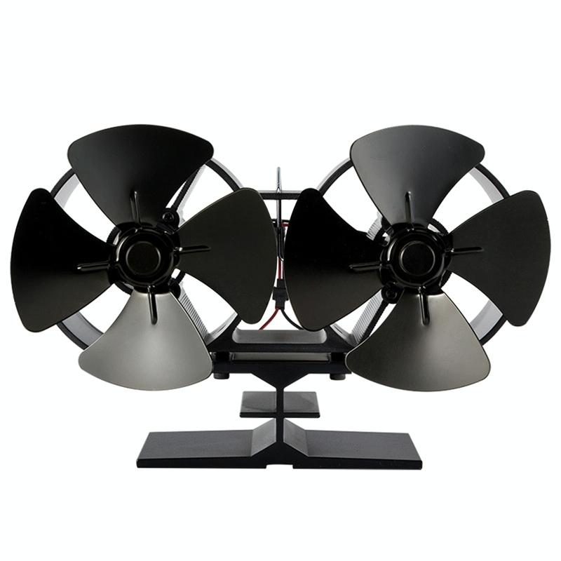 8-blade Double Head Heat Powered Stove Fan - Aluminum 3