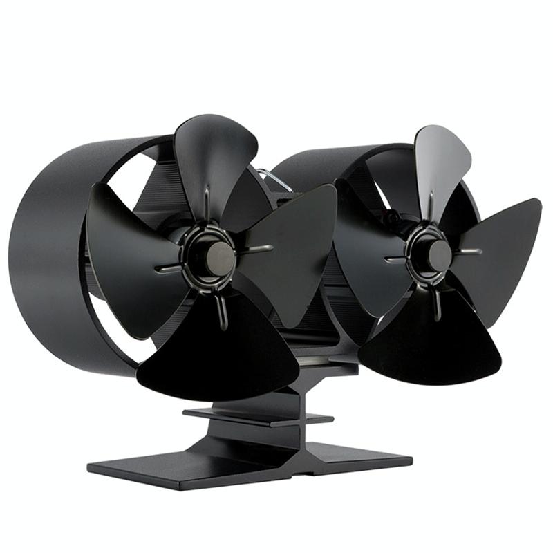 8-blade Double Head Heat Powered Stove Fan - Aluminum 4