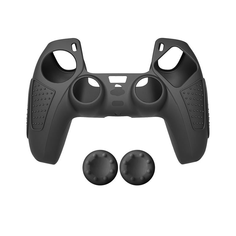 Black Silicone Protective Case for Ps5 Gamepad - Anti-skid Cover - Black + 8 Hats 12