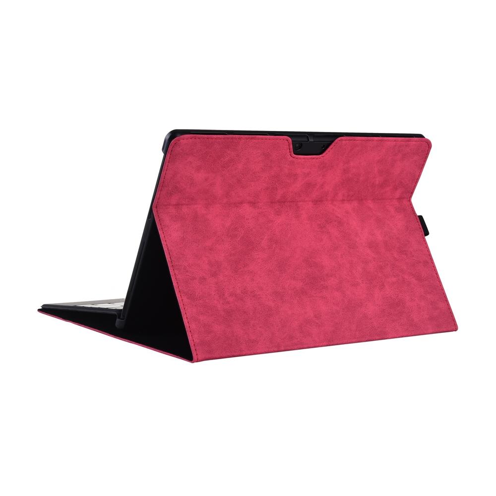 Leather Tablet Case For Microsoft Surface Pro X - Rose Red With Power Bag 13 Inch 5