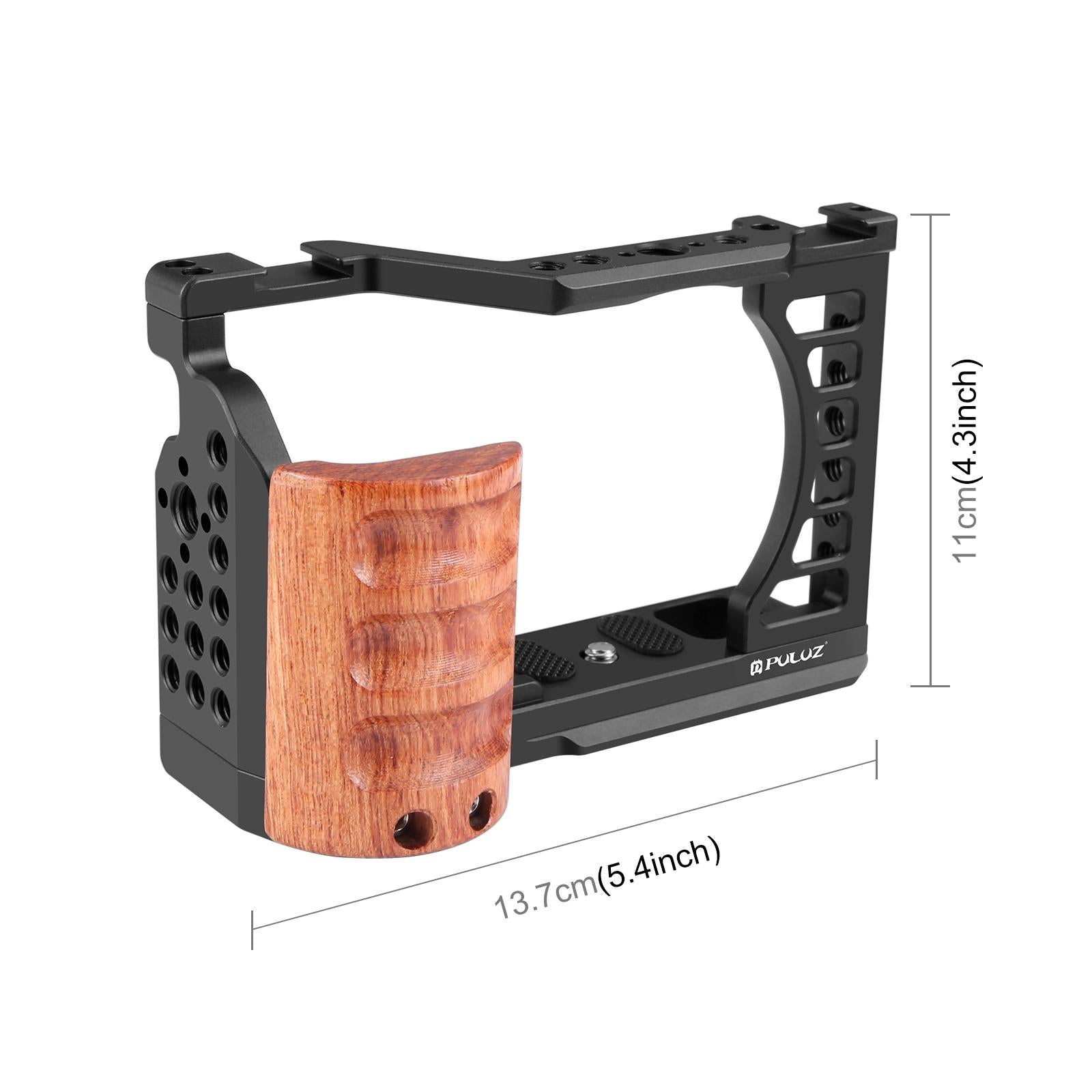 Camera Cage Stabilizer With Wood Handle for Sony Zv-E1 3