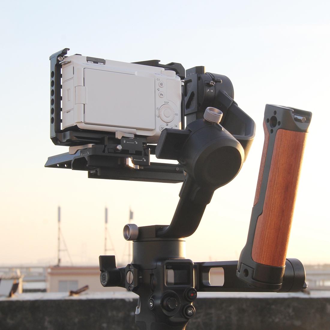 Camera Cage Stabilizer With Wood Handle for Sony Zv-E1 6