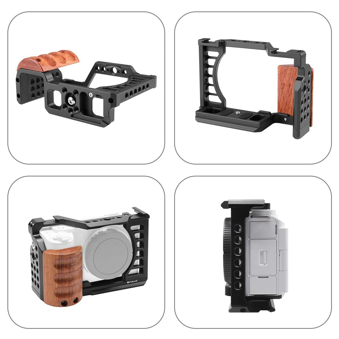 Camera Cage Stabilizer With Wood Handle for Sony Zv-E1 7