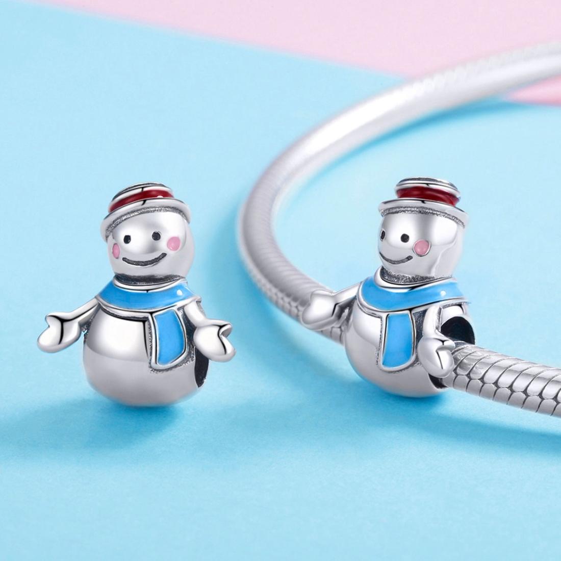 925 Sterling Silver Snowman Bead Pendant For Diy Bracelets & Necklaces 4