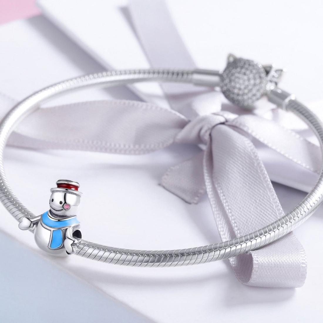 925 Sterling Silver Snowman Bead Pendant For Diy Bracelets & Necklaces 5
