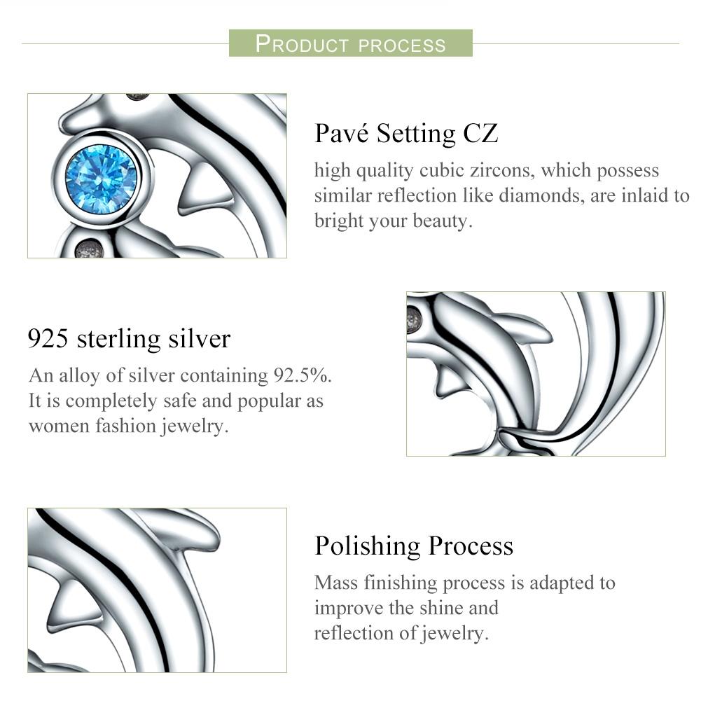 925 Sterling Silver Dolphin Bead Pendant For Diy Bracelets & Necklaces 8