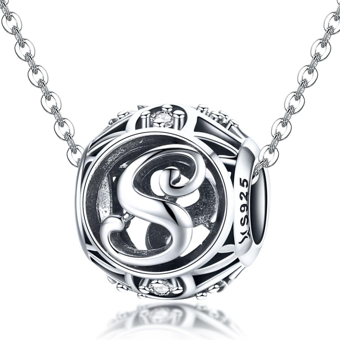 925 Sterling Silver 26 English Letter Beads For Diy Bracelets & Necklaces Style - S 4