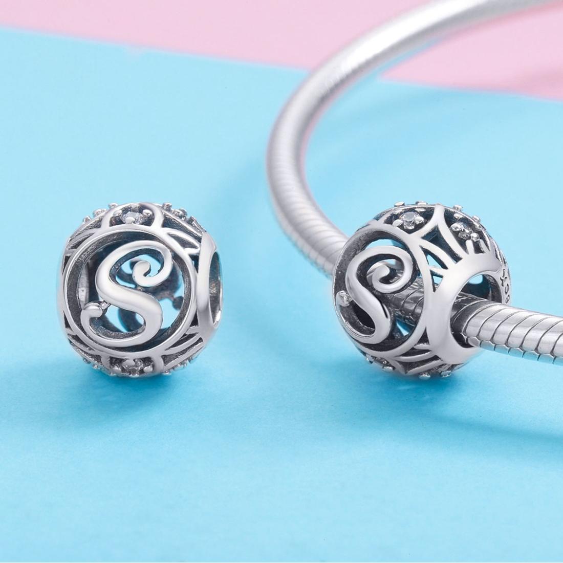 925 Sterling Silver 26 English Letter Beads For Diy Bracelets & Necklaces Style - S 5