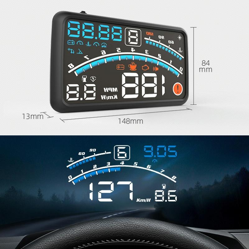 5.5 Inch Obd Hud Head Up Display Speed Alarm Shift Reminder Time Display 3