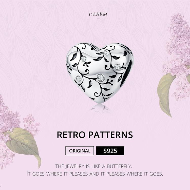 925 Sterling Silver Retro Heart Beads For Diy Bracelets 3