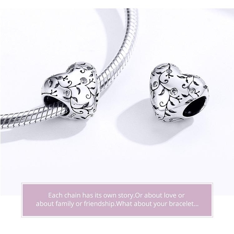 925 Sterling Silver Retro Heart Beads For Diy Bracelets 4