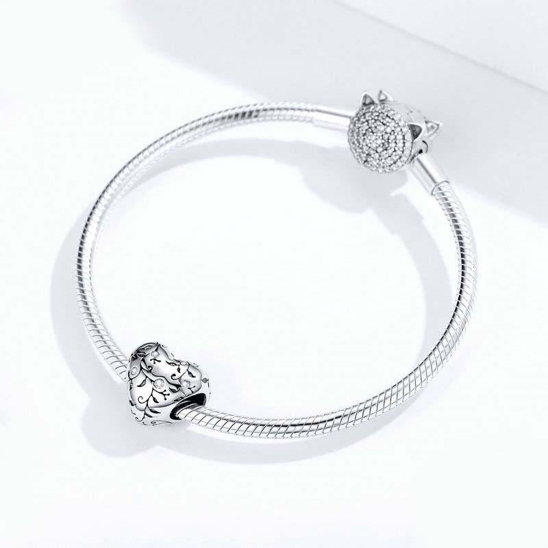925 Sterling Silver Retro Heart Beads For Diy Bracelets 7