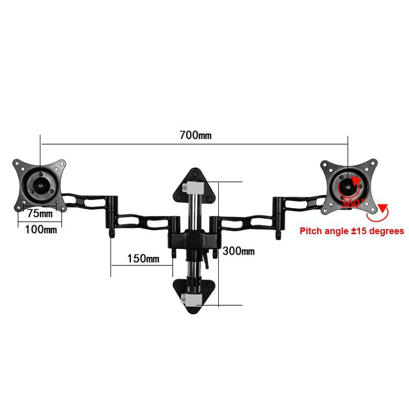 Wall-mounted Dual Screen Computer Bracket for Splicing 4