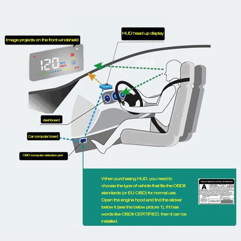 3.5 Inch Vehicle Head Up Display Car Speed Engine Revs Water Temp Voltage 6