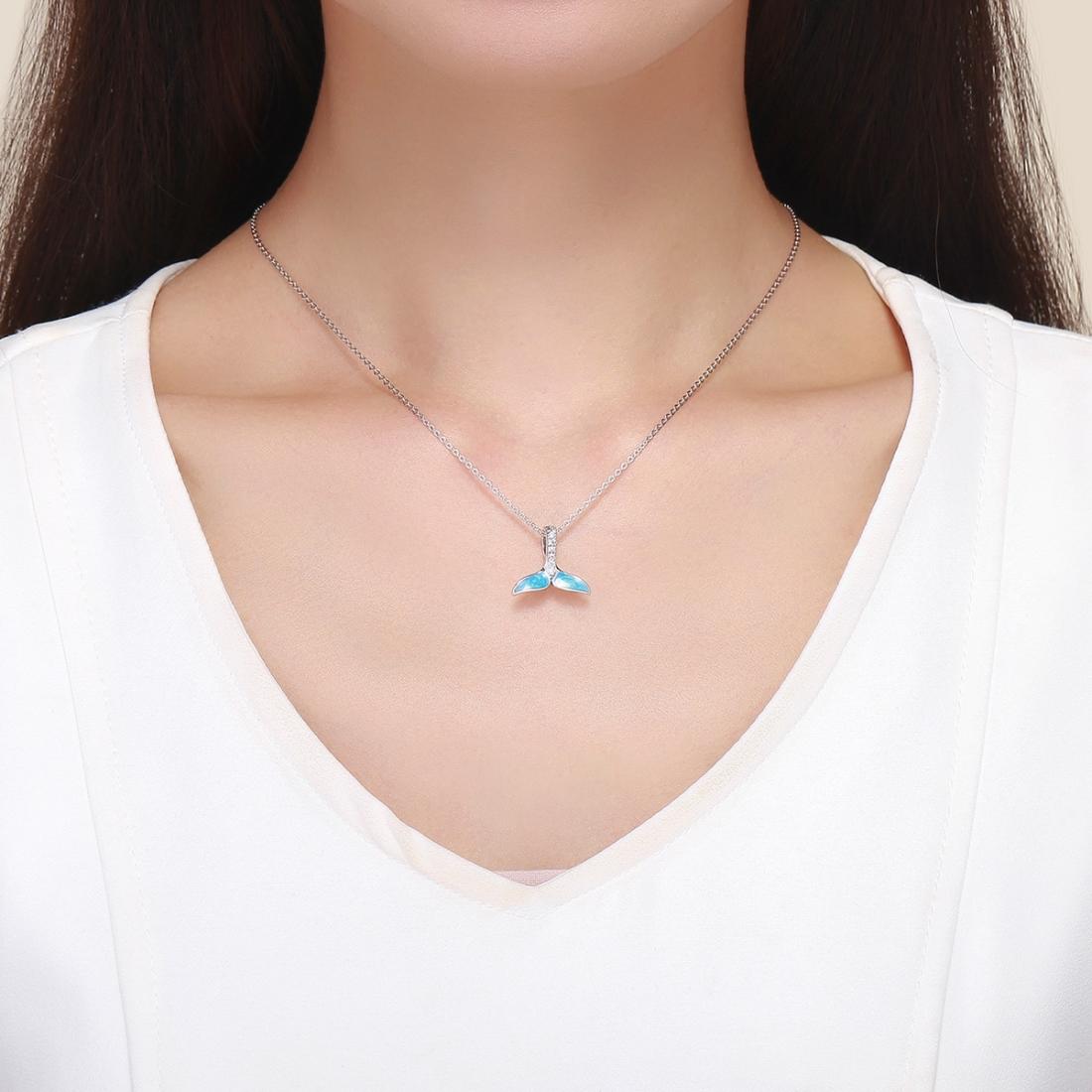 925 Sterling Silver Ocean Fishtail Pendant Necklace 8