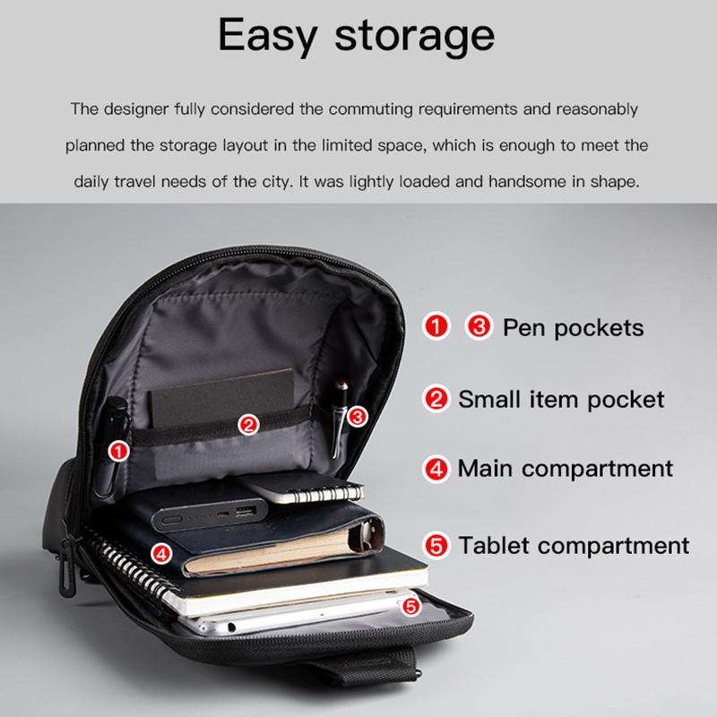 Water Repellent Business Chest Bag Multi Functional & Wear Resistant 13