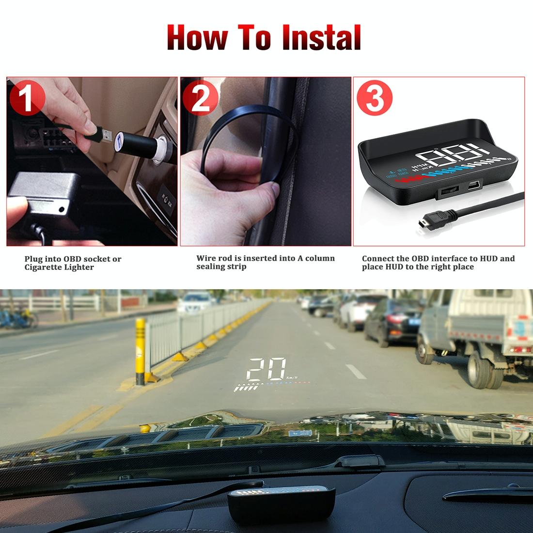 Universal Car Obd2 + Gps Hud 3.5 Inch Display Fuel Consumption 12