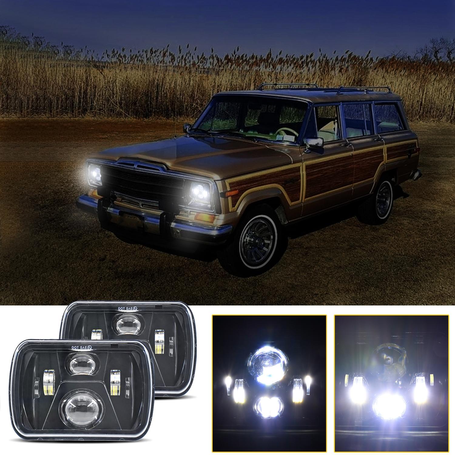 7 Inch 5X7 / 7X6 H4 Dc 9V - 30V 3500Lm 35W Car Square Shape Led Headlight Lamps For Jeep Wrangler 4