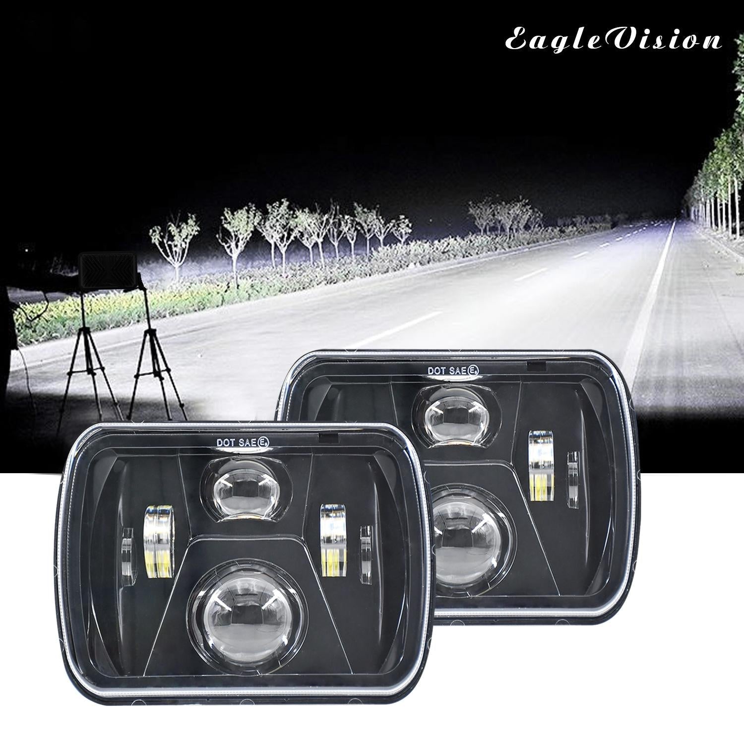 7 Inch 5X7 / 7X6 H4 Dc 9V - 30V 3500Lm 35W Car Square Shape Led Headlight Lamps For Jeep Wrangler 12