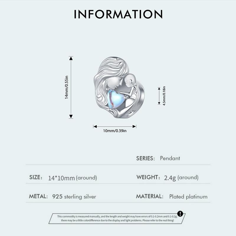 925 Sterling Silver Love Heart Pendant Necklace For Mother And Child 3