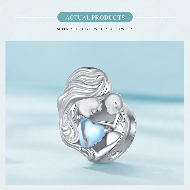 925 Sterling Silver Love Heart Pendant Necklace For Mother And Child 5