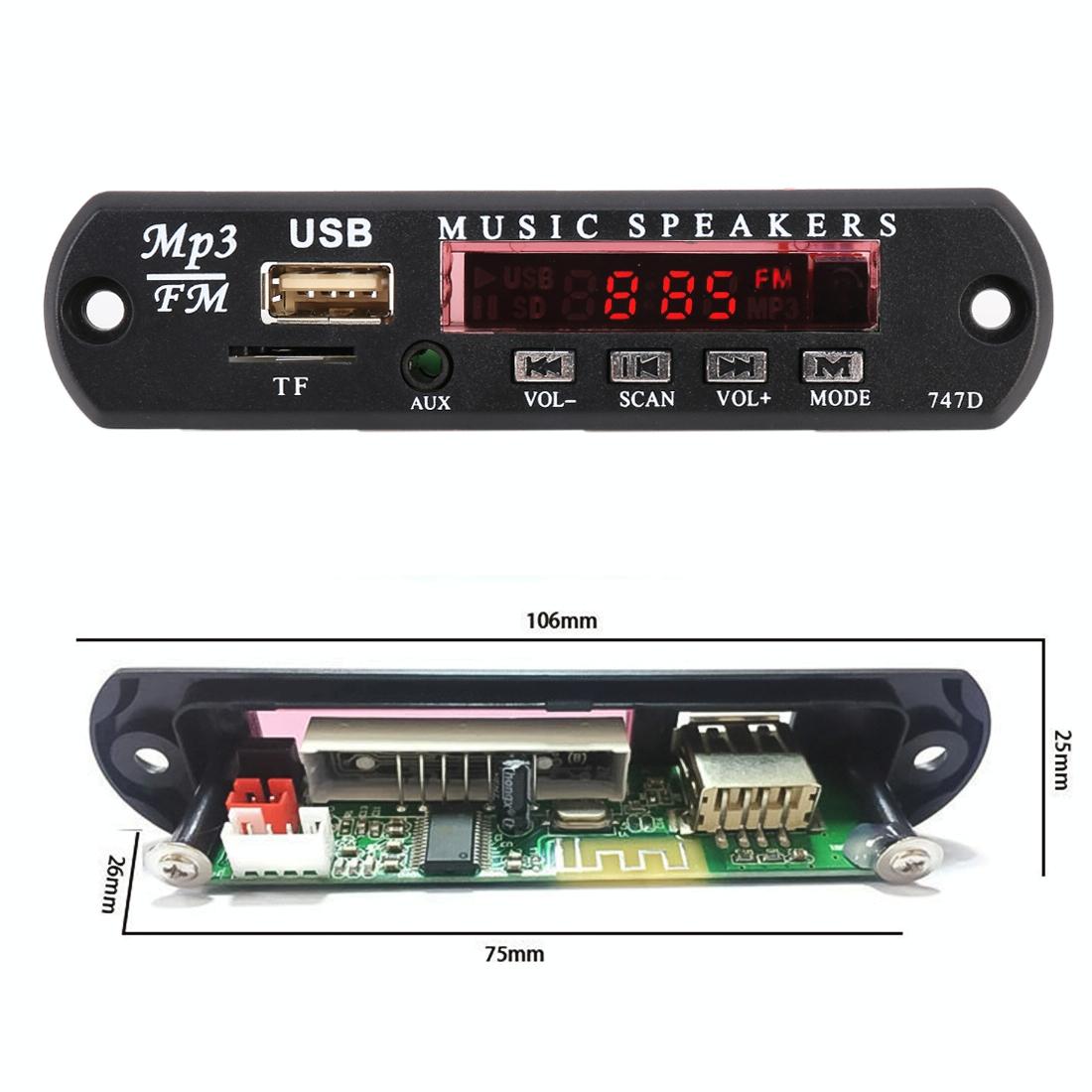 12V Car Audio Bluetooth Mp3 Decoder Board - Fm Radio Tf Usb Aux 3