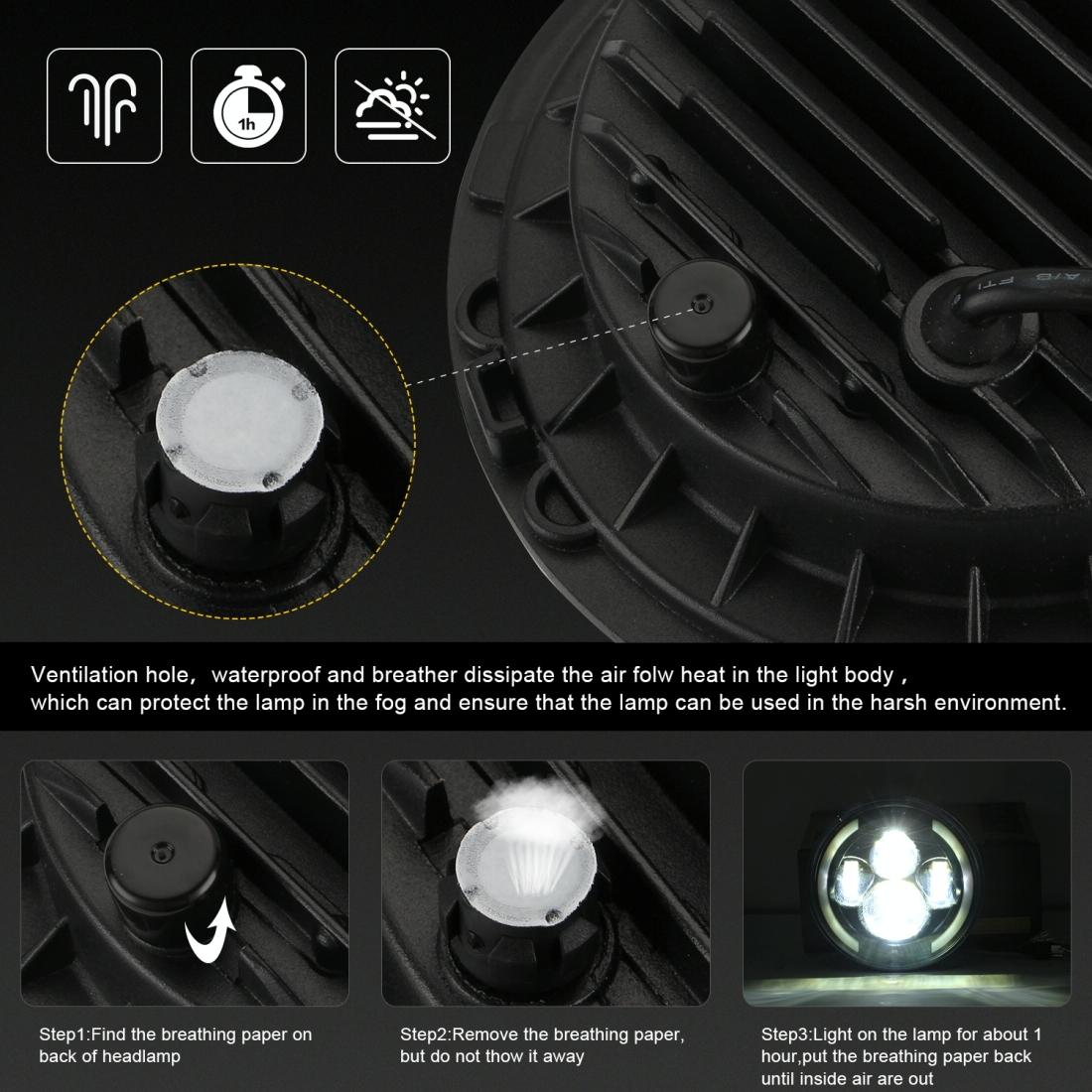 7 Inch H4 / H13 Dc 9V - 30V 3000Lm 3000K - 6000K 25W Car Round Shape Led Headlight Lamps For Jeep Wrangler With Angel Eye White Light 5